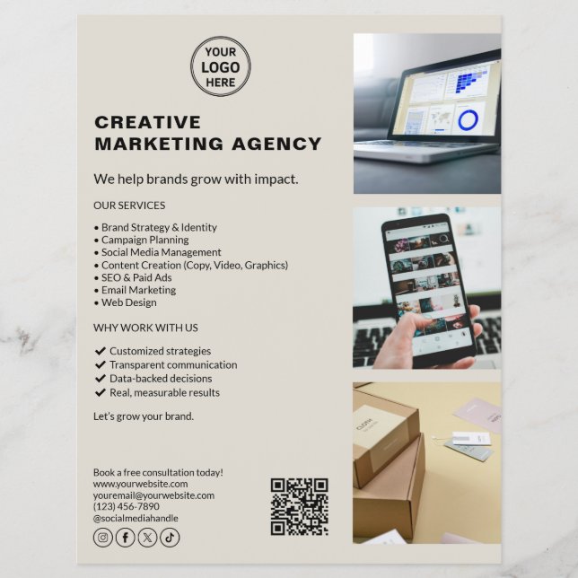 Modern Logo Marketing Creative Neutral Business Flyer (Front)
