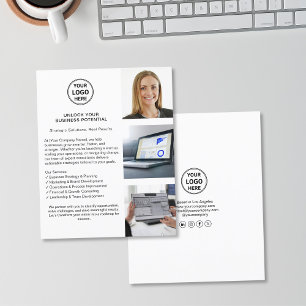 Modern Logo Minimalist White Consultant Business  Flyer