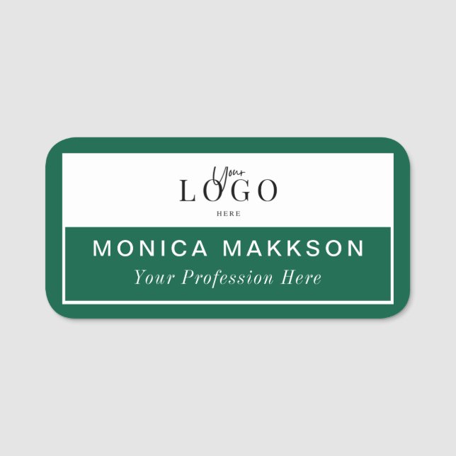 Modern logo, name and title classy name tag (Front)