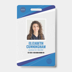 Modern Logo Nurse Doctor Name Barcode ID Badge