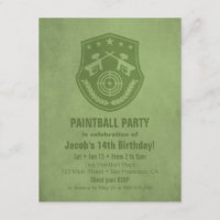 Modern Logo Paintball Birthday Party Invitations