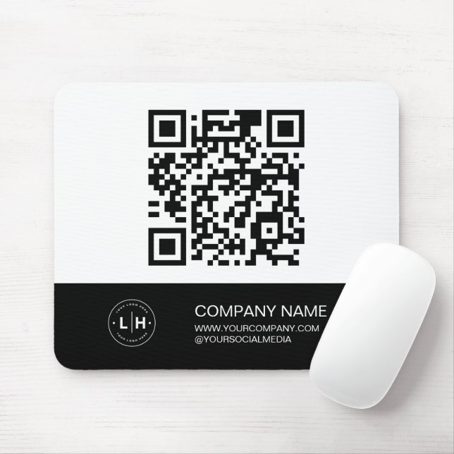 Modern Logo Personalised Black and White Mouse Pad (With Mouse)
