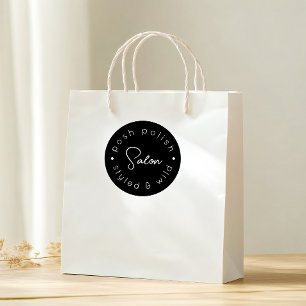 Modern logo personalised business hair salon classic round sticker