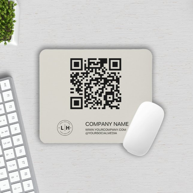 Modern Logo Personalised Business Mouse Pad (Custom Business Logo QR code Company Mouse Pad by MINTIC DESIGN STUDIO)