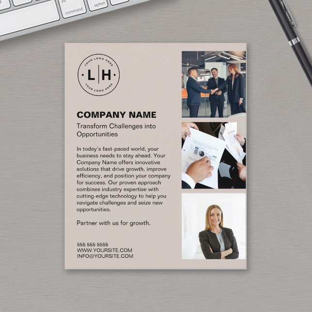 Modern Logo Photo Beige Professional Business Flyer (Modern Logo Photo Beige Professional Business Flyer)