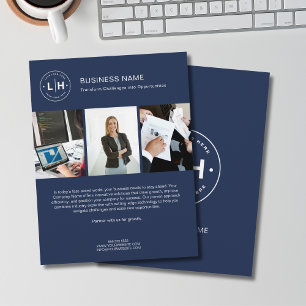 Modern Logo Photo Corporate Navy Blue Business Flyer