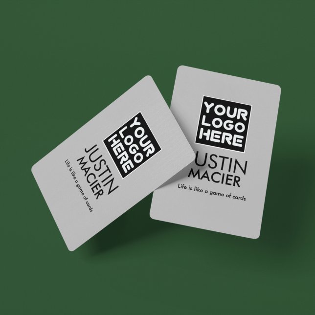 Modern Logo Photo Custom Name Grey Playing Cards (play the game)