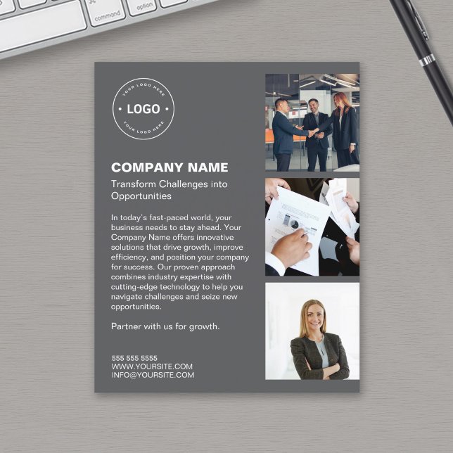 Modern Logo Photo Dark Grey Professional Business Flyer (Modern Logo Photo Dark Gray Professional Business Flyer)