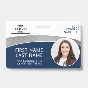 Modern Logo Photo ID Barcode Employee Name Badge