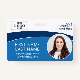 Modern Logo Photo ID Barcode Employee Name ID Badge