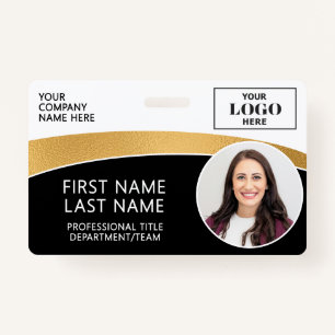 Modern Logo Photo ID Barcode Employee Name ID Badge