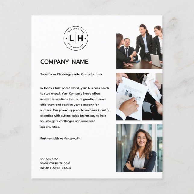 Modern Logo Photo Professional White Business Flyer (Front)