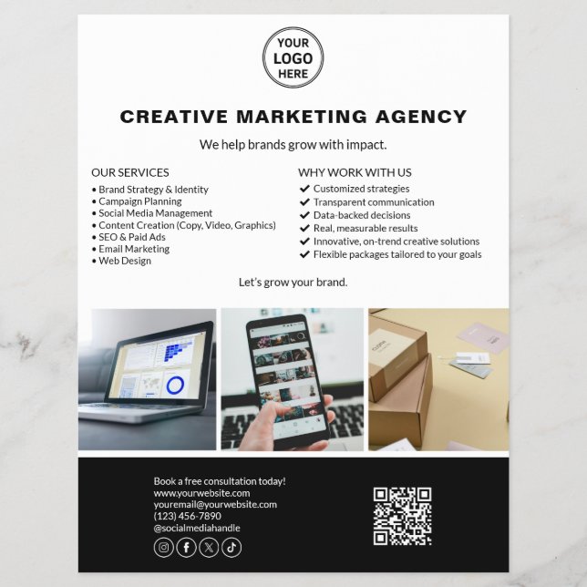 Modern Logo Photo QR Marketing Business Flyer (Front)
