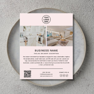 Modern Logo Photo QR Pink Marketing Business Flyer