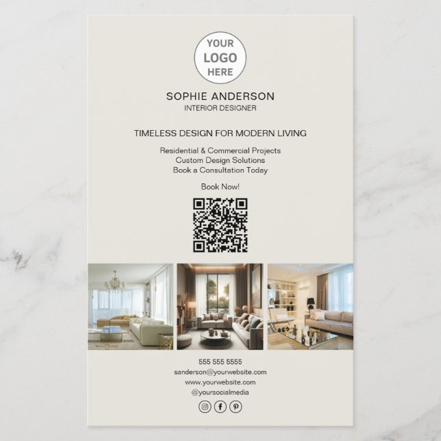 Modern Logo Photo QR Professional Business Flyer (Front)