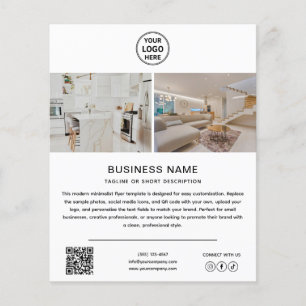 Modern Logo Photo QR White Marketing Business Flyer