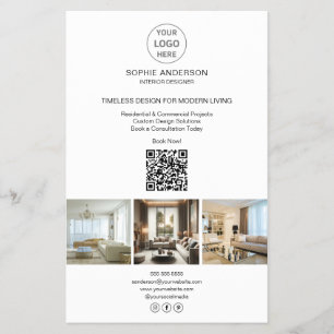 Modern Logo Photo QR White Professional Business Flyer