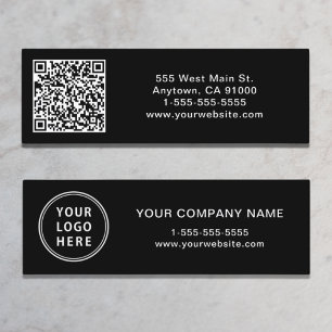 Modern Logo QR Code Black Mini Business Card