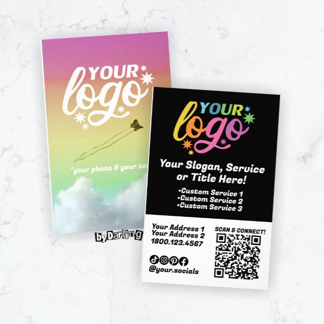 Modern Logo QR Code Black White Rainbow Photo Flyer (Modern Logo QR Code Black White Rainbow Photo Flyer)