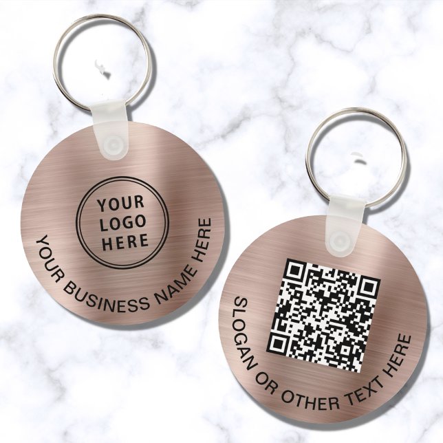 Modern Logo QR Code Promotional Rose Gold Key Ring (Creator Uploaded)