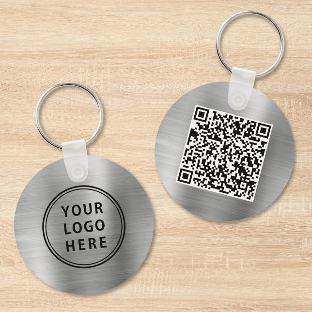 Modern Logo QR Code Promotional Silver Keychain (Modern Logo QR Code Promotional Silver Keychain)