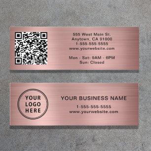 Modern Logo QR Code Rose Gold Mini Business Card