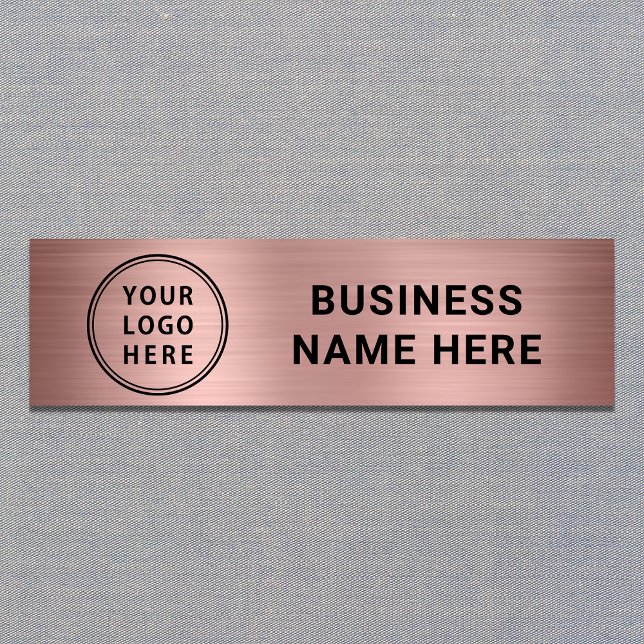 Modern Logo Rose Gold Company Name Tag (Creator Uploaded)