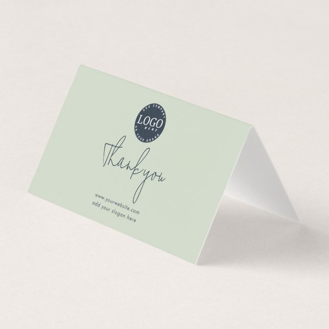 Modern Logo Script Business Thank You Card Folded (Front)