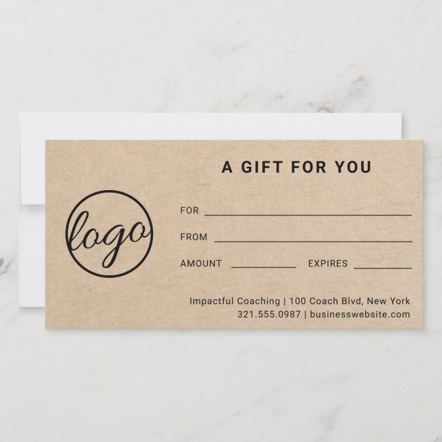 Modern Logo Simple Rustic Gift Certificate (Front)