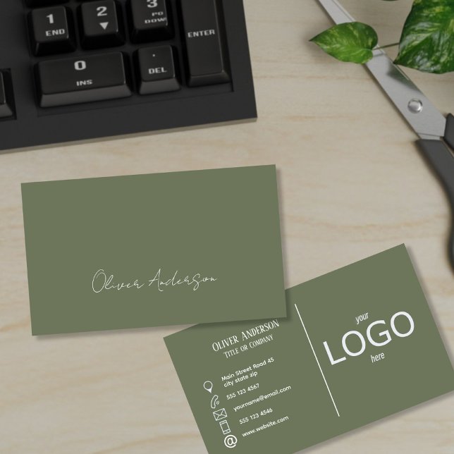 Modern  Logo Simple Sage Business Card (Creator Uploaded)