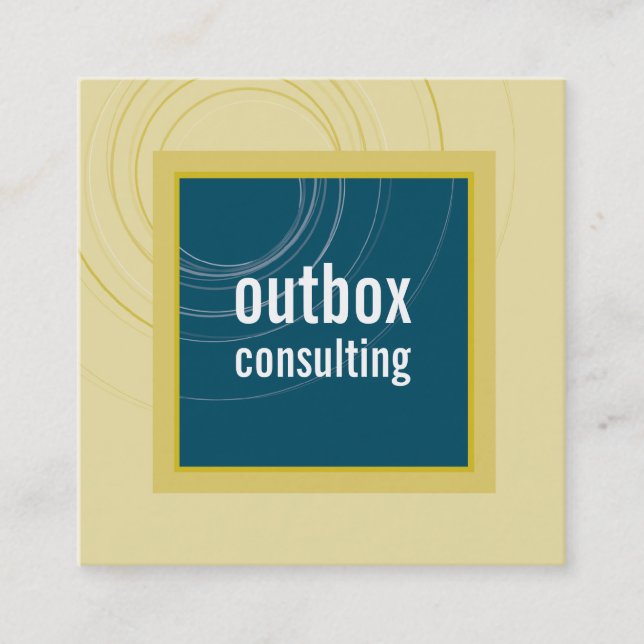 MODERN LOGO square icon monogram teal mustard Business Card (Front)