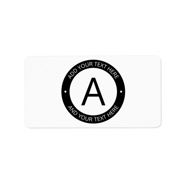 Modern Logo Style Monogram | Black & White Label (Front)