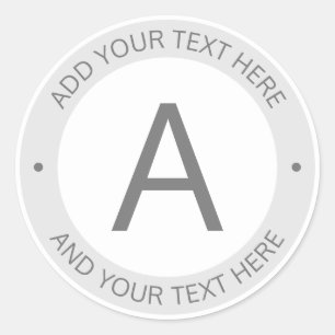 Modern Logo Style Monogram   Grey & White Classic Round Sticker