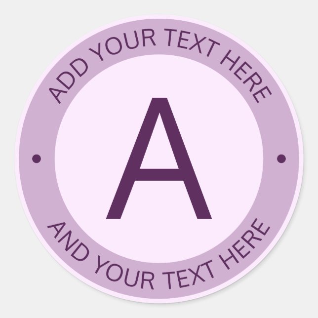 Modern Logo Style Monogram | Purple Classic Round Sticker (Front)