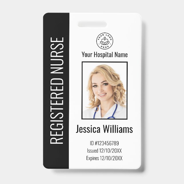 Modern Logo Template Employee Photo Name Nurse ID Badge (Front)
