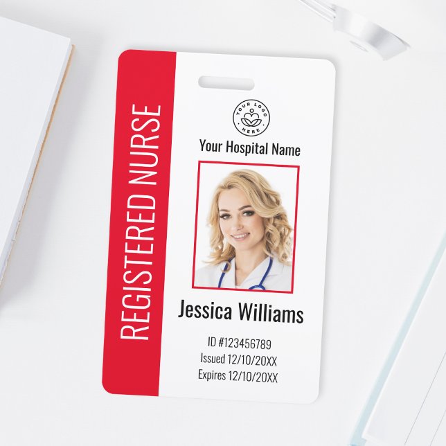 Modern Logo Template Employee Photo Name Nurse ID  Badge (Creator Uploaded)