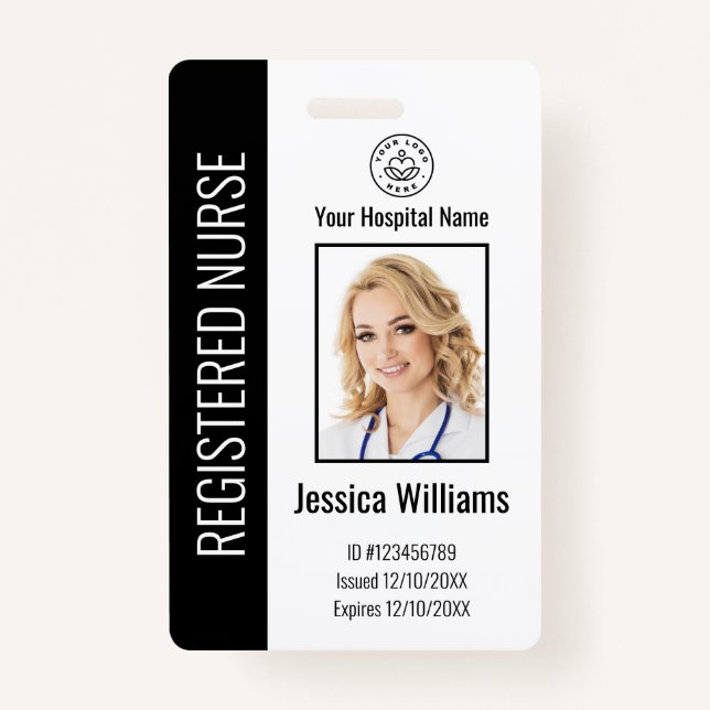 Modern Logo Template Employee Photo Name Nurse ID ID Badge (Front)