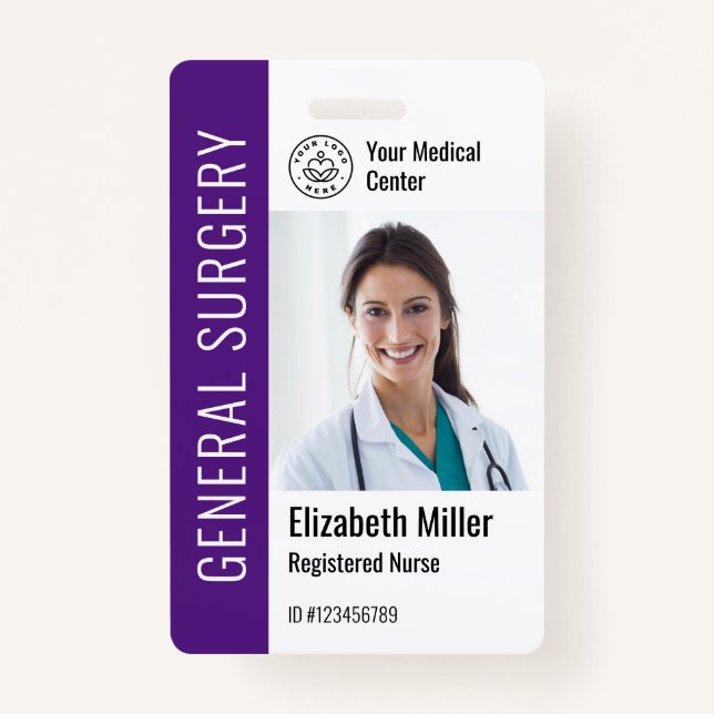 Modern Logo Template Employee Photo Name Nurse ID ID Badge (Front)