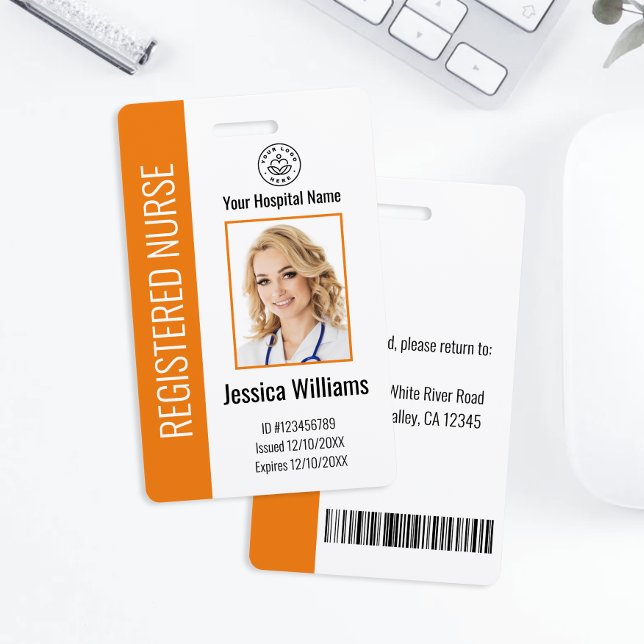 Modern Logo Template Employee Photo Name Nurse ID ID Badge (Creator Uploaded)