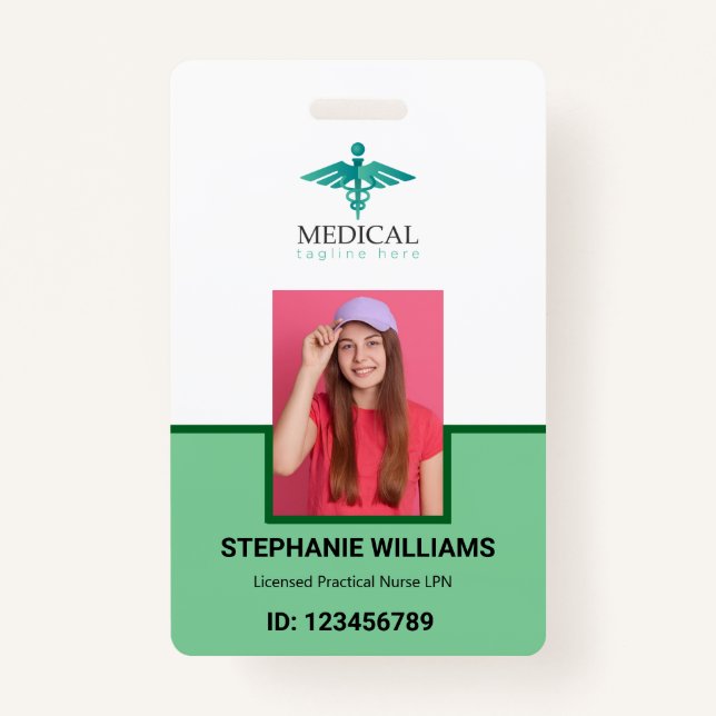 Modern Logo Template Employee Photo Name Nurse ID  ID Badge (Front)
