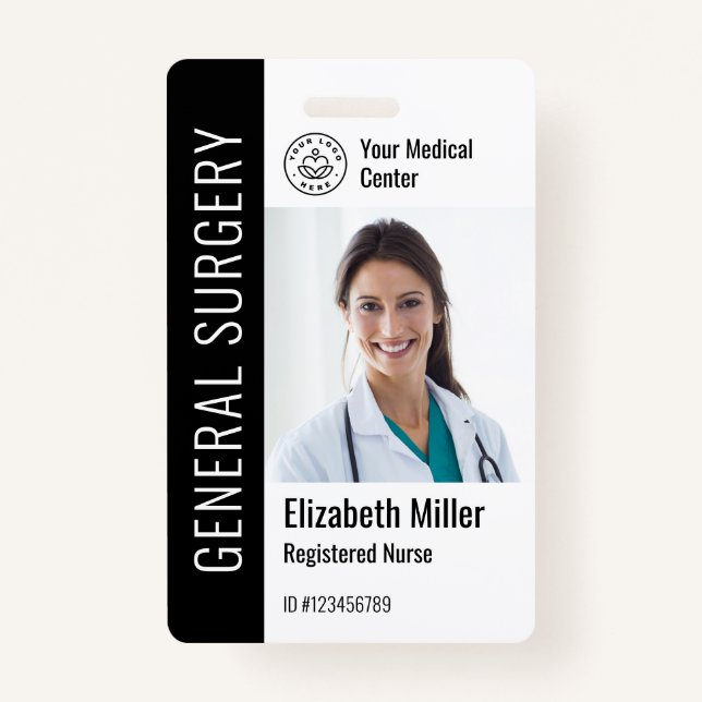 Modern Logo Template Employee Photo Name Nurse ID ID Badge (Front)