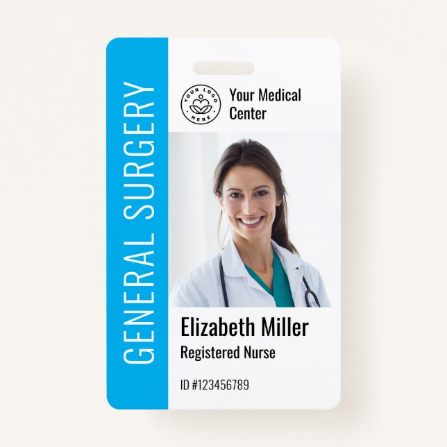 Modern Logo Template Employee Photo Name Nurse ID ID Badge (Front)