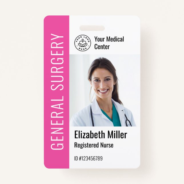 Modern Logo Template Employee Photo Name Nurse ID ID Badge (Front)