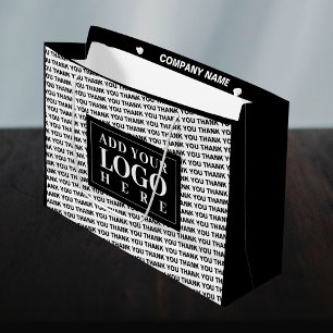Modern Logo Thank You Black and White Gift Bag
