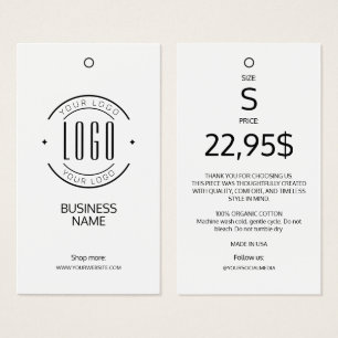 Modern logo white black clothing label hang tag 
