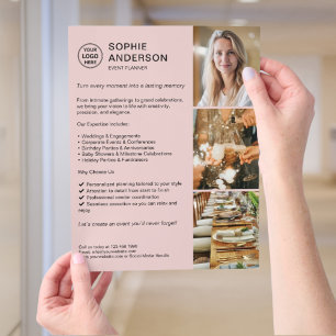 Modern Logo White Event Planner Pink Promotional  Flyer