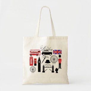 Modern London Great Britain icons vintage typo Tote Bag