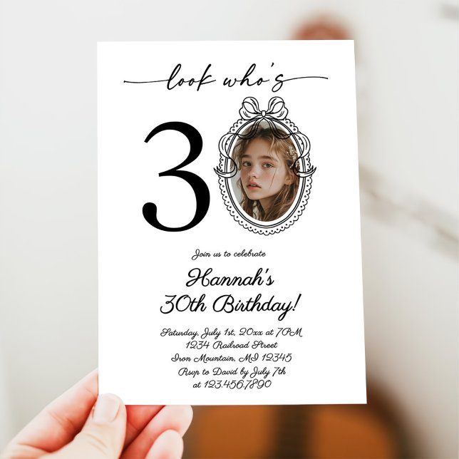 Modern Look Who's 30 Photo Adult Birthday Invitation (Creator Uploaded)