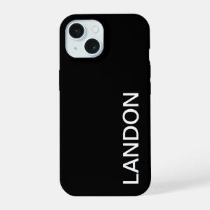 Modern Looking Bold Black White Text iPhone 15 Case