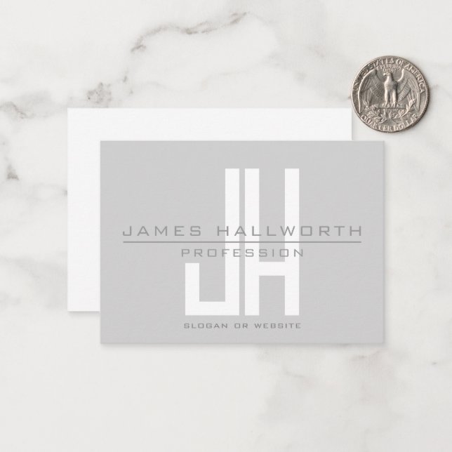 Modern Looking Business Monogram | Grey Card (Front/Back In Situ)